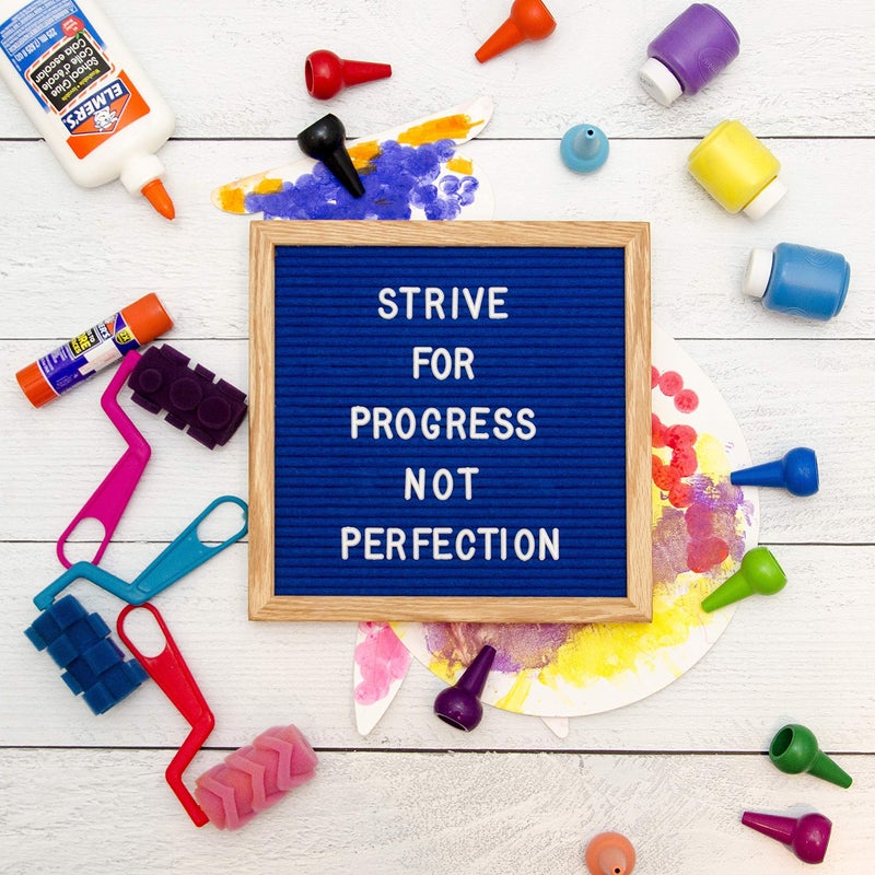 Felt Like Sharing Square Letter Board (Sapphire Blue Felt - 10â€x10â€) â€“ Changeable Message Board with 3 Sets of Felt Board Letters for Home & Aesthetic Room Decor â€“ Wall Letterboard Signs In Oak Frame - Image 4